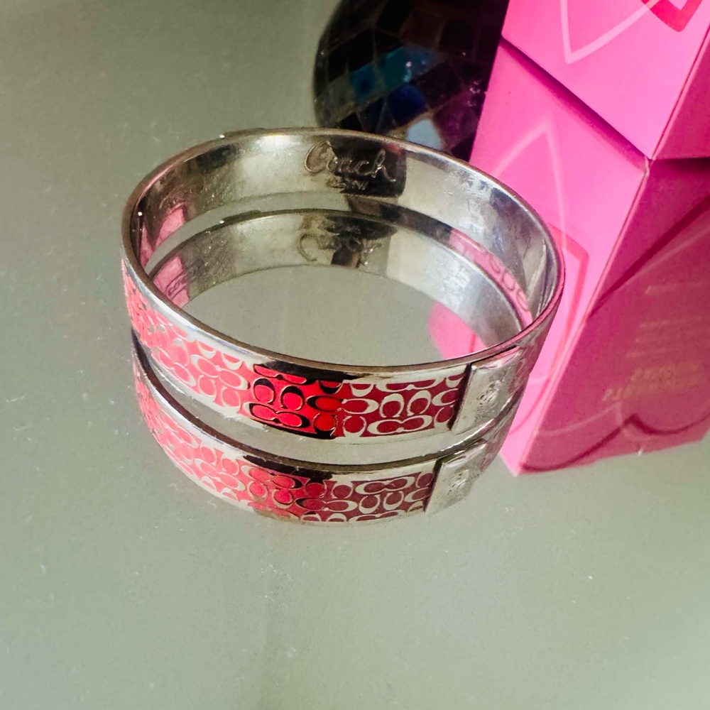 Coach Red and Silver Patterned Bracelet - Picture 3 of 7